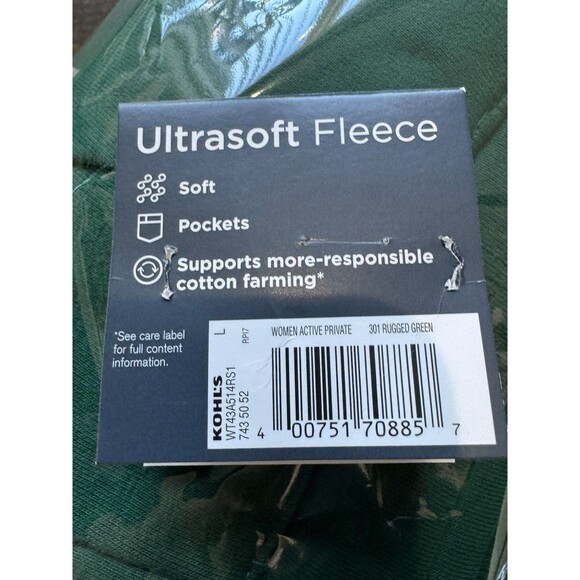 Women's Tek Gear Joggers Size Large Green Ultrasoft Fleece Cargo Pockets Fleece - Picture 6 of 7